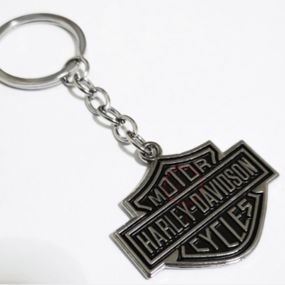 Harley-Davidson Silver Black Bar Shield DOUBLE-SIDED Key Chain - Picture 3 of 6